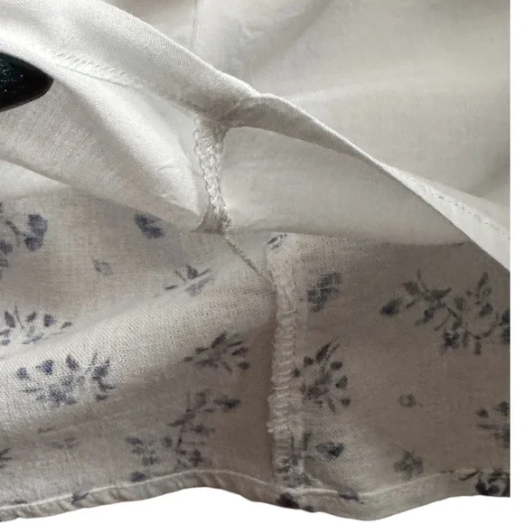 HOUSE OF HARLOW 1960 Smocked linen blend floral midi dress white blue size L - Picture 9 of 12